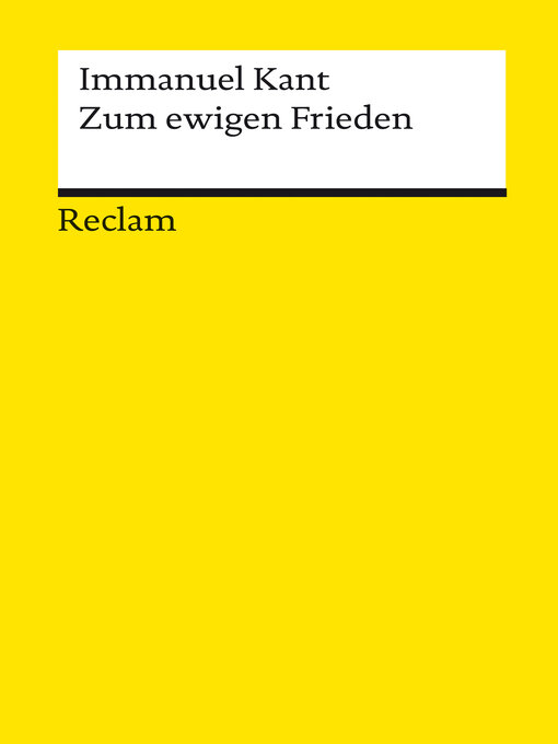 Title details for Zum ewigen Frieden by Immanuel Kant - Available